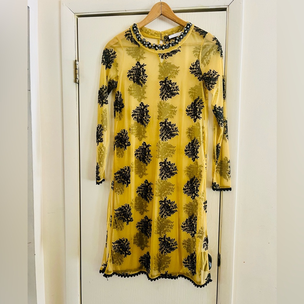 Zara 1920s Art Deco Mesh Velvet Flapper Sequin Beaded Fairycore Dress Tunic M